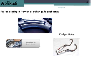 Aplikasi
Proses bending ini banyak dilakukan pada pembuatan :
Knalpot Motor
14
Bending_Kel.4
 