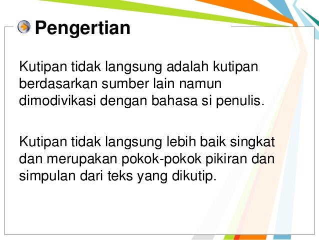 Kutipan Tidak Langsung Daftar Rujukan Catatan Kaki Penyuntingan