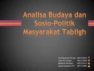 Ines Masyitoh Fitriani (B01215022)
Laila Nur Azizah (B91215058)
Badiatul Mardiyah (B01215012)
Ilyassa Maulana W.P (B91215089)
 