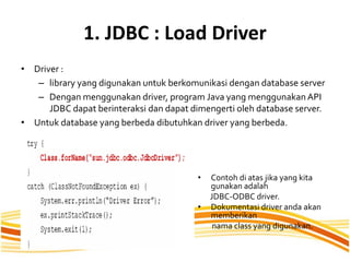 Cara Penggunaan dan Pengoneksian sql jdbc dan odbc | PPTX