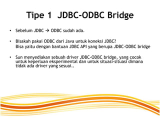 Cara Penggunaan dan Pengoneksian sql jdbc dan odbc | PPTX
