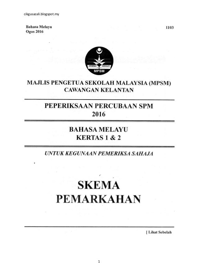 Jawapan Bahasa Melayu Kertas 2 Spm
