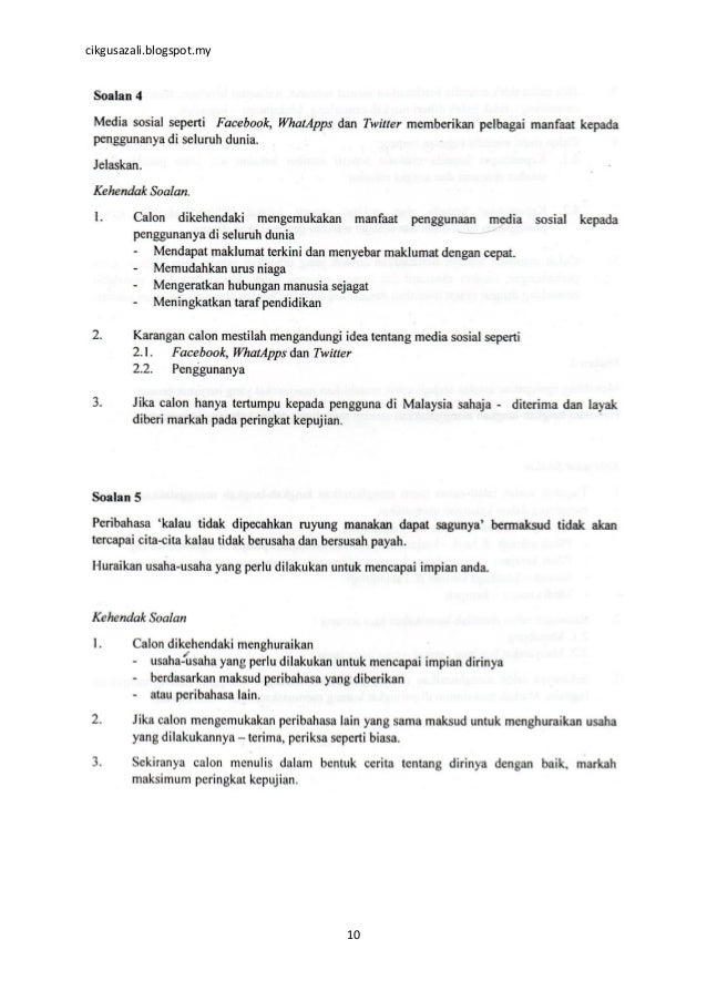 Jawapan Bahasa Melayu Kertas 2 Spm