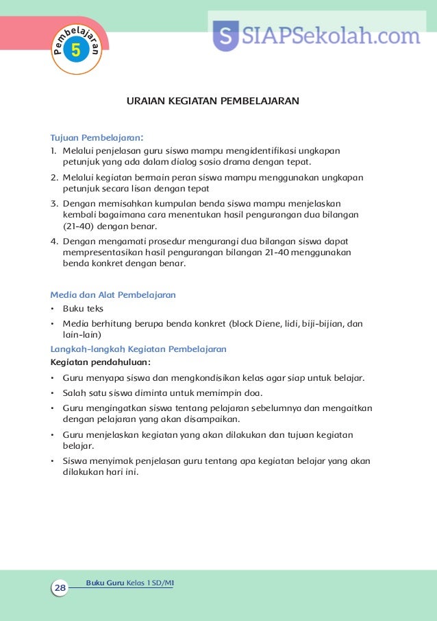 Buku Bse Kelas 01 Sd Tematik 6 Lingkungan Bersih Sehat Dan Asri Guru