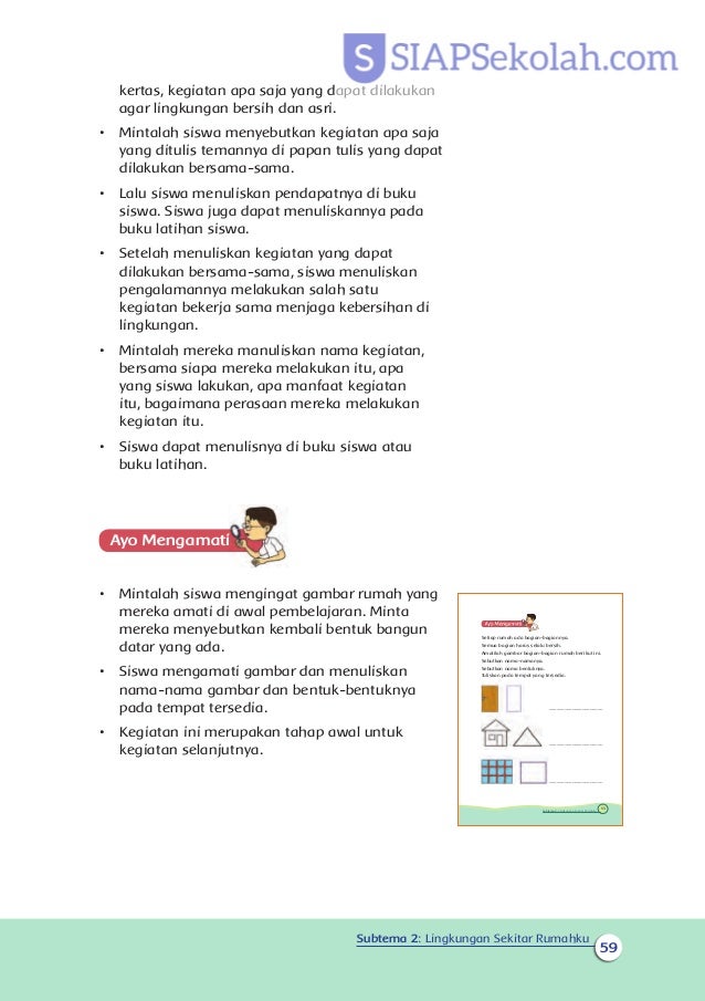 Buku Bse Kelas 01 Sd Tematik 6 Lingkungan Bersih Sehat Dan Asri Guru