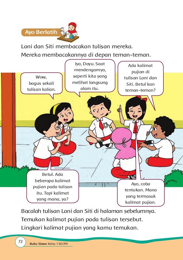 Contoh kalimat pujian untuk anak sd kelas 1 tema 7