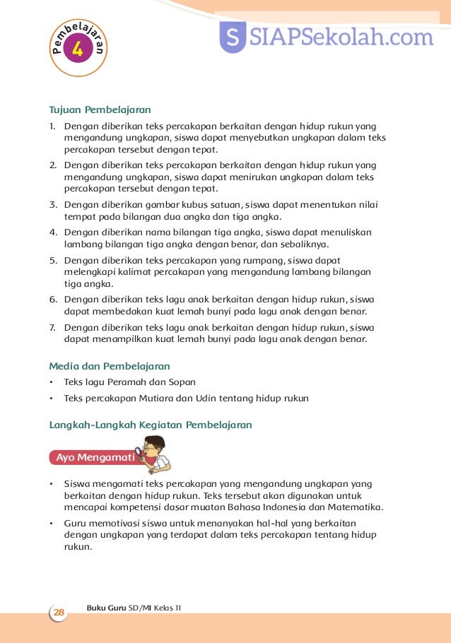 Buku Bse Kelas 02 Sd Tematik 1 Hidup Rukun Guru 2017