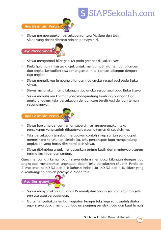 Buku Bse Kelas 02 Sd Tematik 1 Hidup Rukun Guru 2017