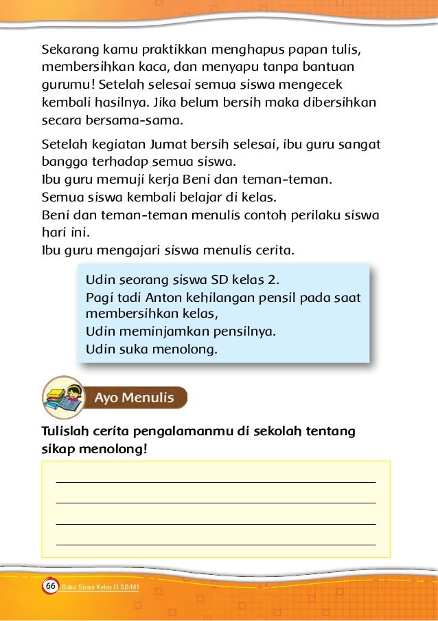 Kelas 02 Sd Tematik 3 Tugasku Sehari Hari Siswa