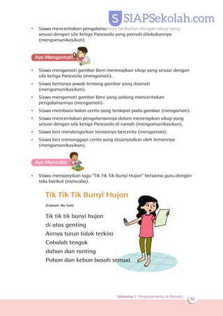 Tempo Lagu Berjudul Tik Tik Bunyi Hujan Adalah Buku BSE Kelas 02 sd tematik 5 pengalamanku guru 2017
