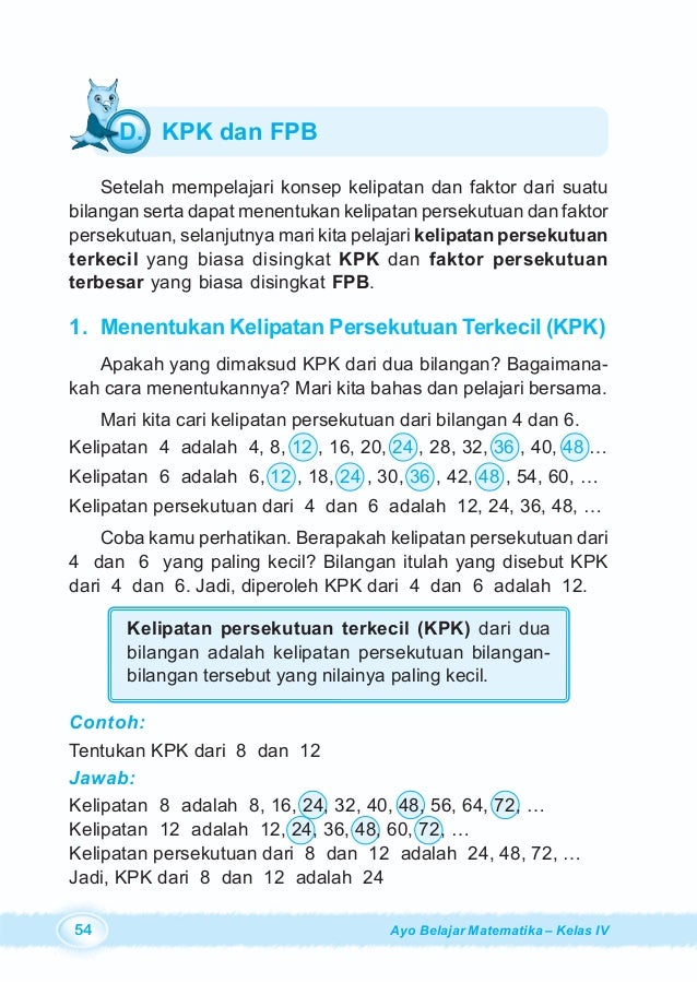 Contoh Soal Kpk Dan Fpb Kelas 6