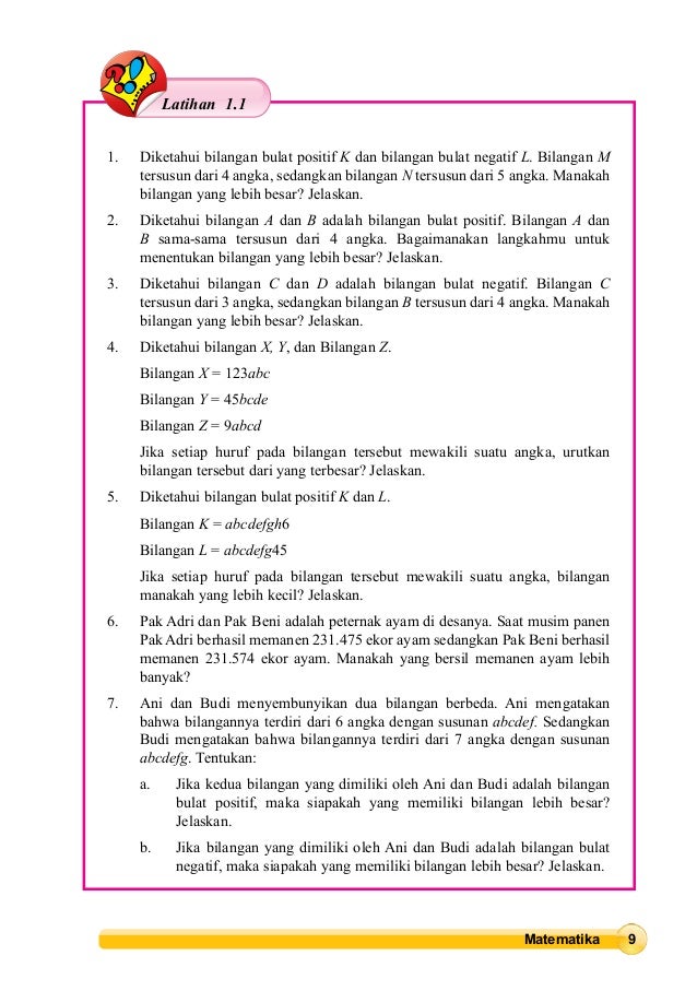 Contoh Soal Bilangan Bulat Positif Dan Negatif Kelas 6