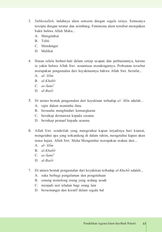 Pendidikan Agama Islam Dan Budi Pekerti Smp Kelas Vii Semester I Ii