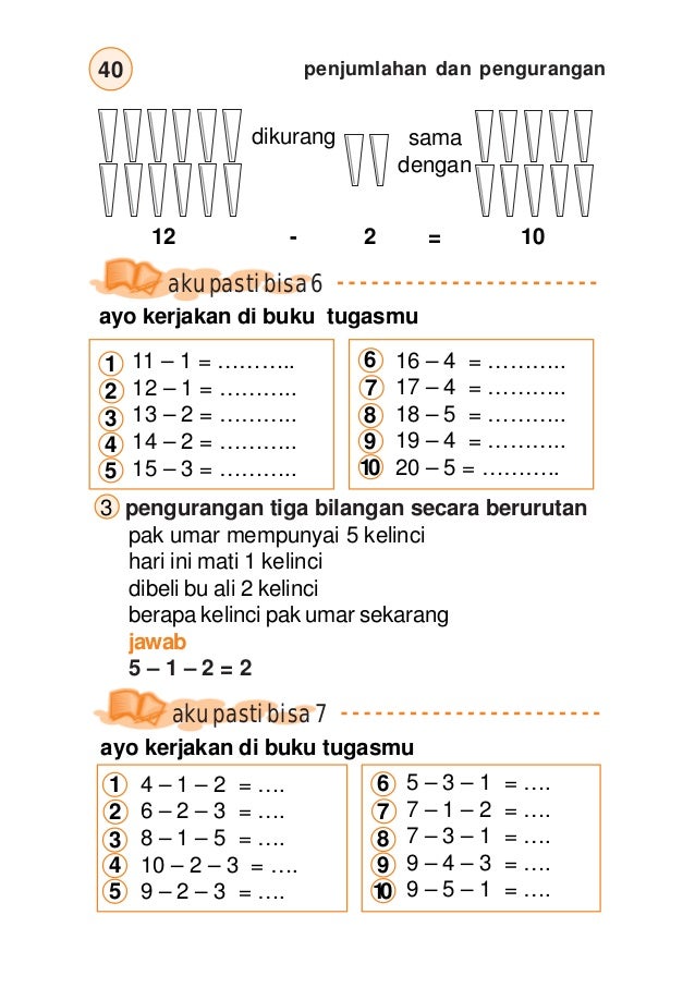 Soal Matematika Kelas 1 Sd Penjumlahan Dan Pengurangan