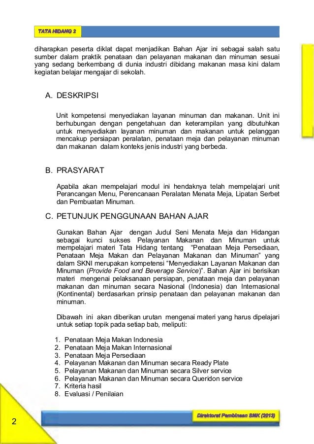 Kelas 10 Smk Tata Hidang 2