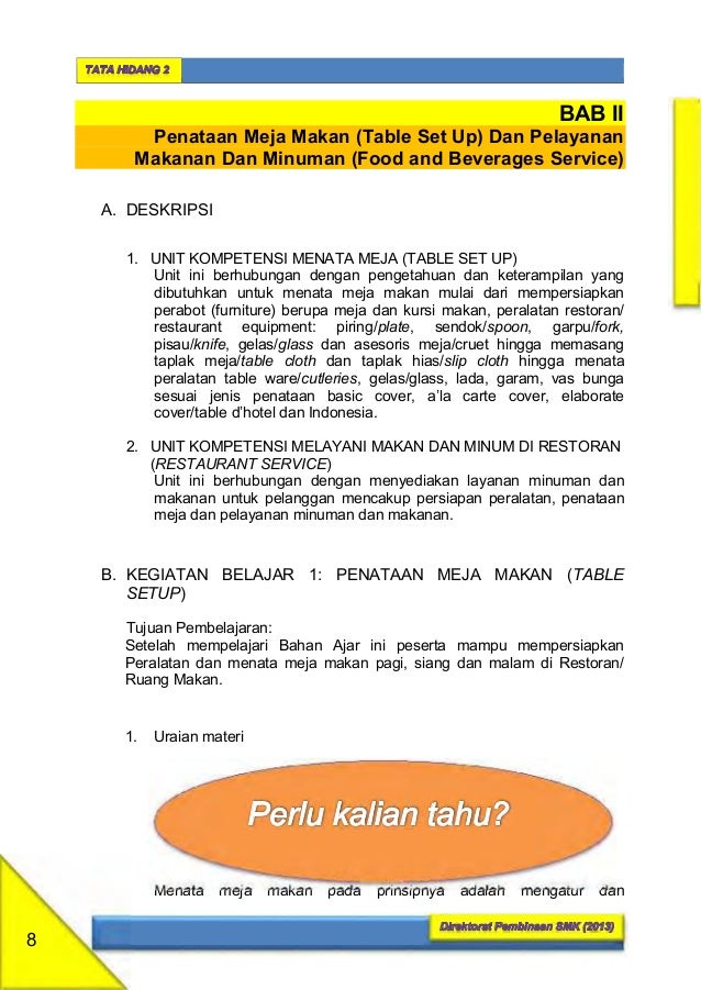 Kelas 10 Smk Tata Hidang 2