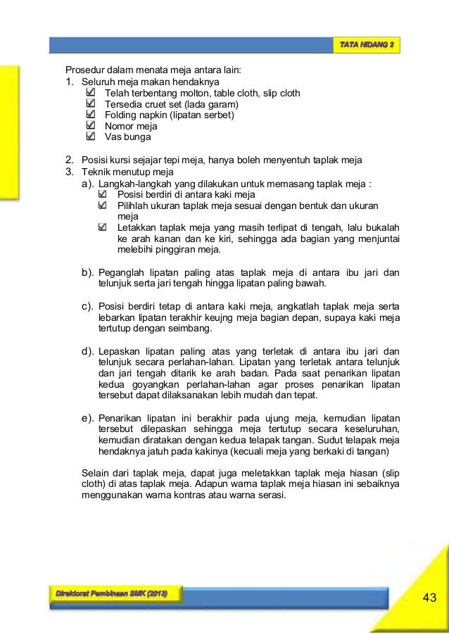 Kelas 10 Smk Tata Hidang 2