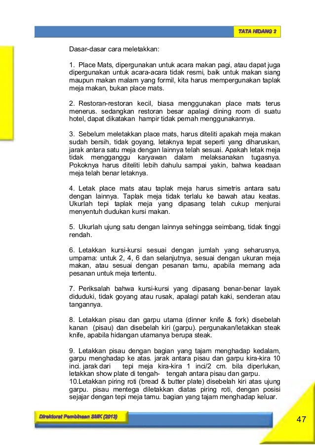 Kelas 10 Smk Tata Hidang 2