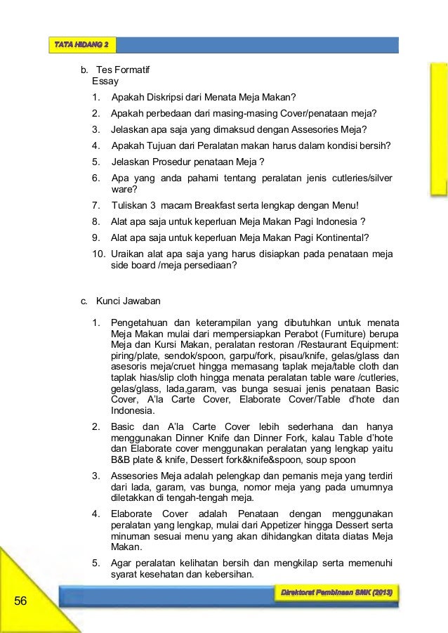 Kelas 10 Smk Tata Hidang 2