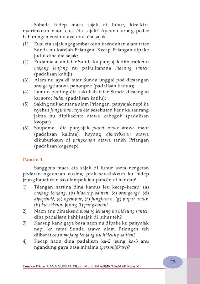 Pesen Ti Pangarang Anu Hayang Di Tepikeun Kanu Maca Disebut Latihan