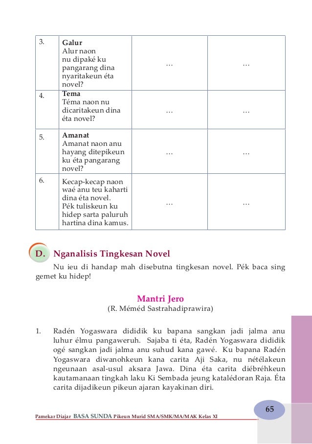 Bedana Dongeng Jeung Novel Nyaeta... Select One Tugas sekolah