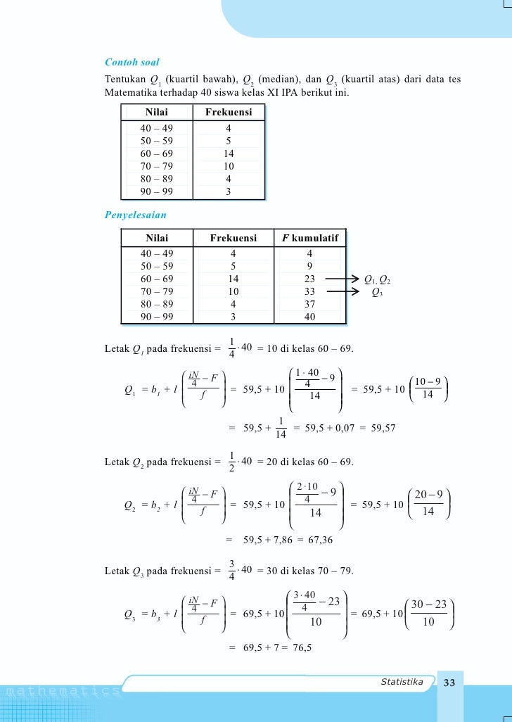 Contoh Soal Mean Median Modus Kuartil Desil Persentil