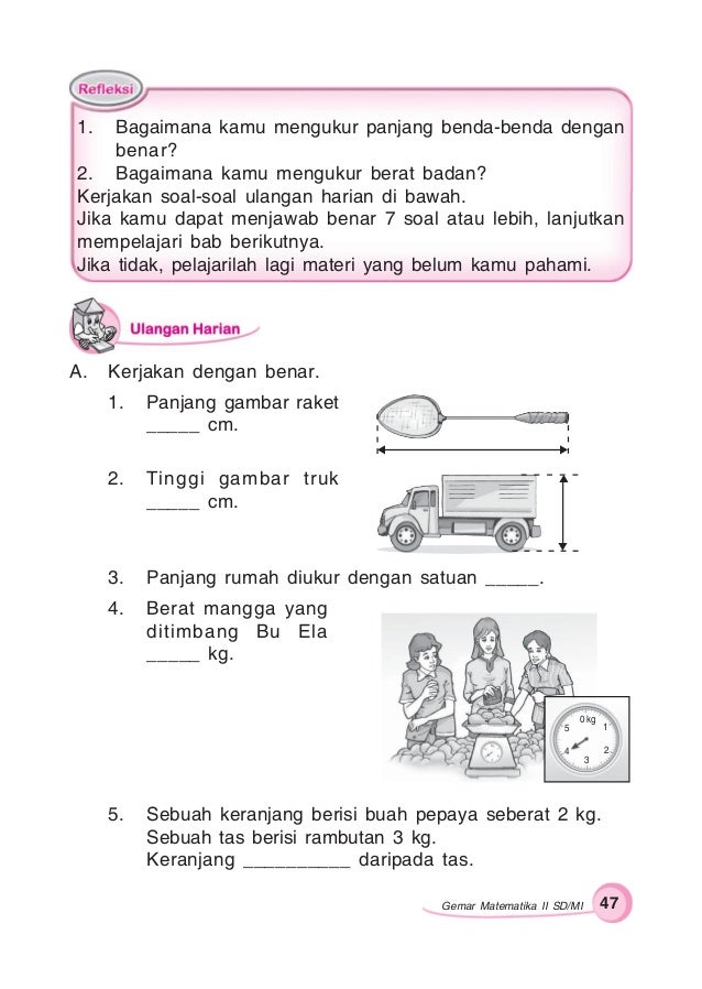 Soal Ulangan Harian Satuan Panjang Kls 4 Sd K 13