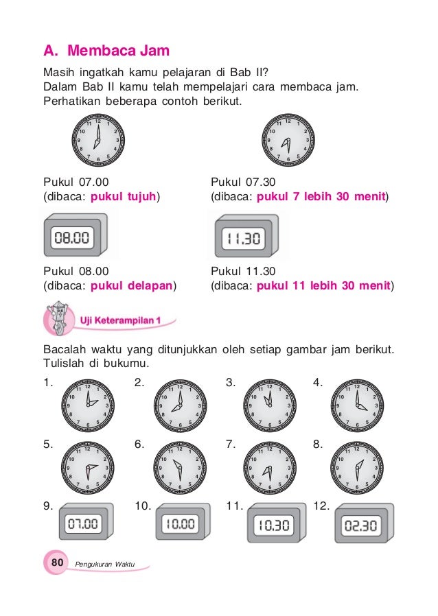 Kumpulan Soal Pelajaran 8 Contoh Soal Jam Kelas 2 Sd