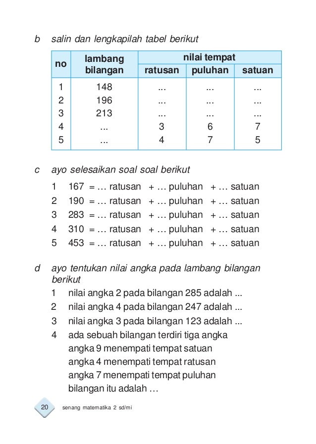 Soal Matematika Kelas 2 Nilai Tempat Kunci Masa Depan