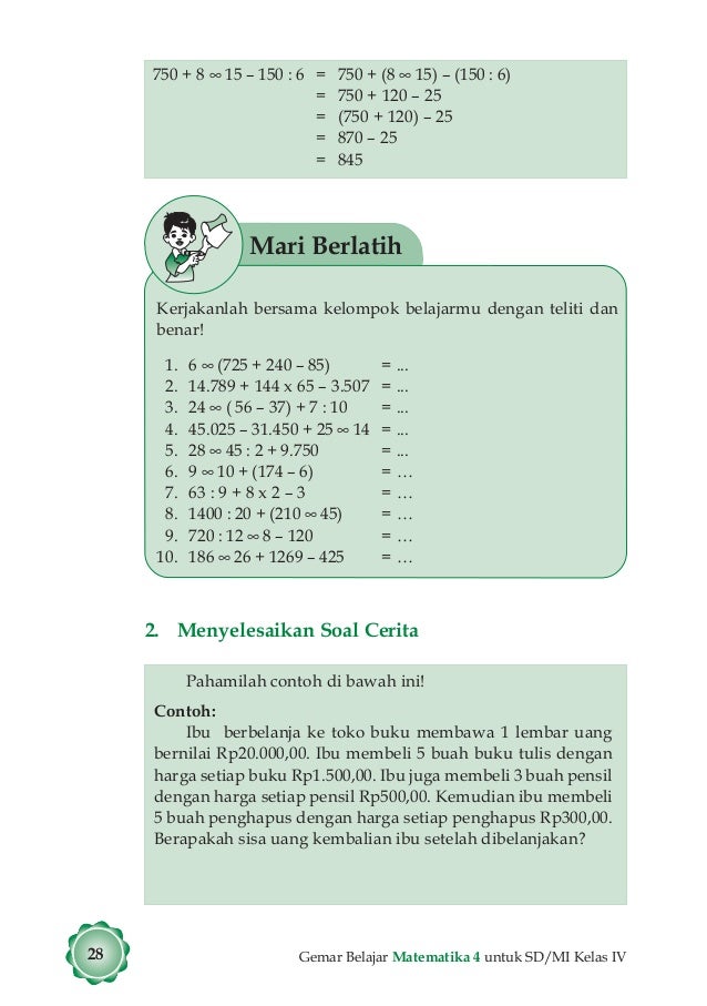 Kunci Jawaban Buku Mari Belajar Matematika Kelas 4 - juru-kunciku