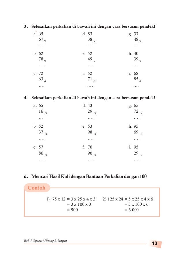 Soal Latihan Perkalian Kelas 3 Sd