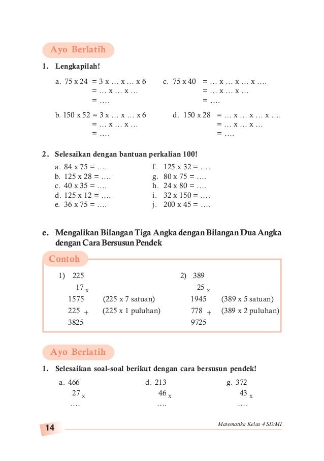 Matematika 4 Untuk Sekolah Dasar Madrasah Ibtidaiyah Kelas 4