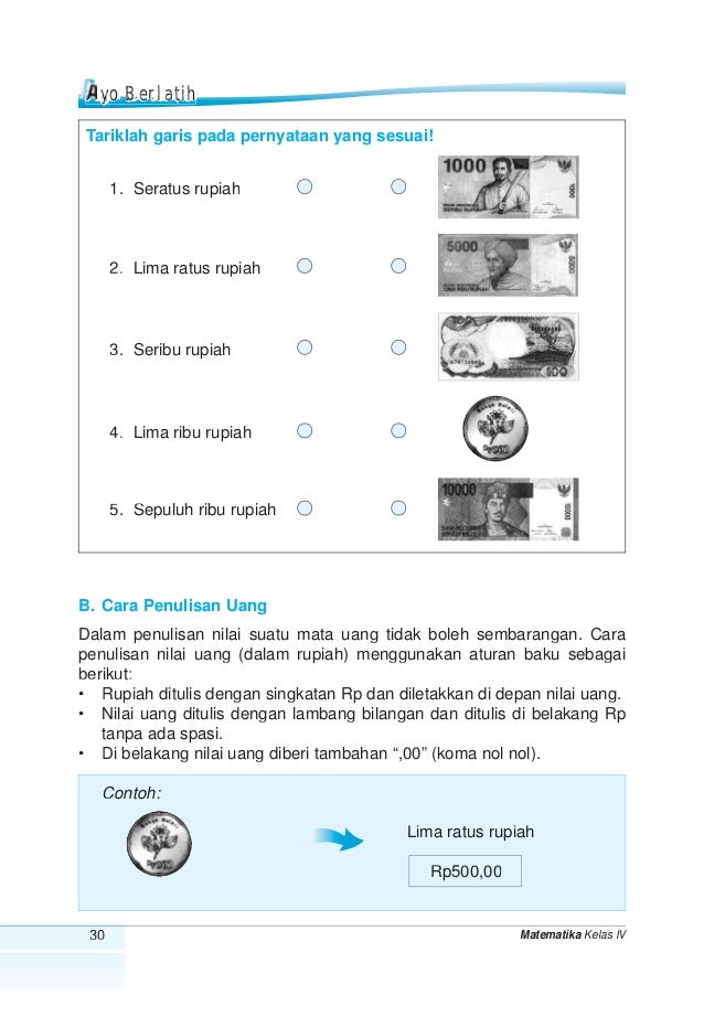 3 uang sd matematika kelas soal 4 SD/MI 4 Untuk Matematika Kelas