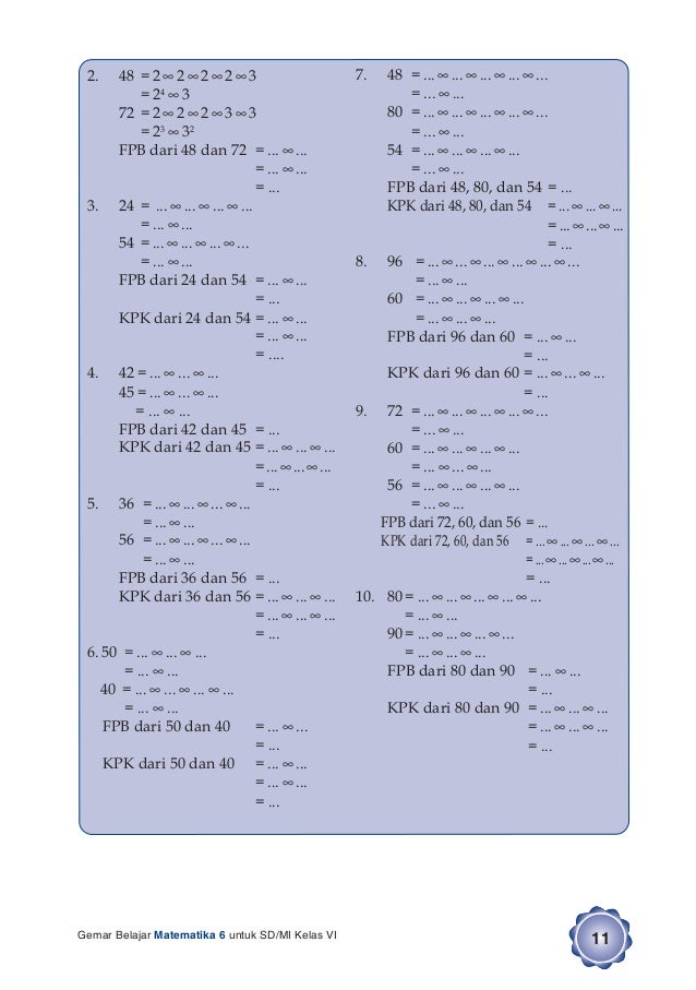 Gemar Belajar Matematika 6 Untuk Siswa Sd Mi Kelas Vi