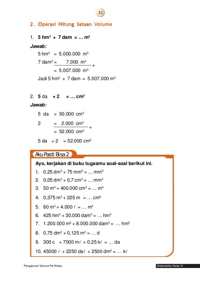 Contoh Soal Cerita Satuan Volume Kelas 6 Sd Contoh Soal