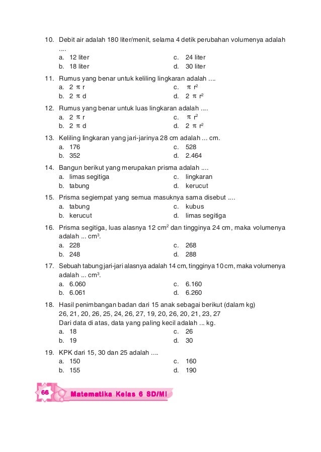 Matematika Untuk SD Dan MI Kelas 6