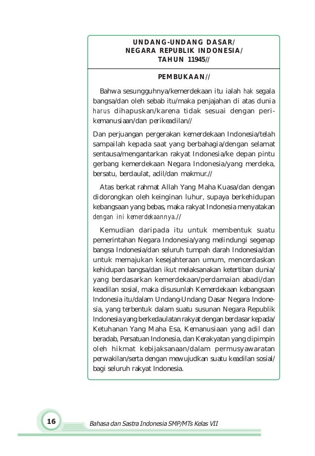 Teks Uud 1945 Pembukaan Dengan Tanda Jeda Rasanya