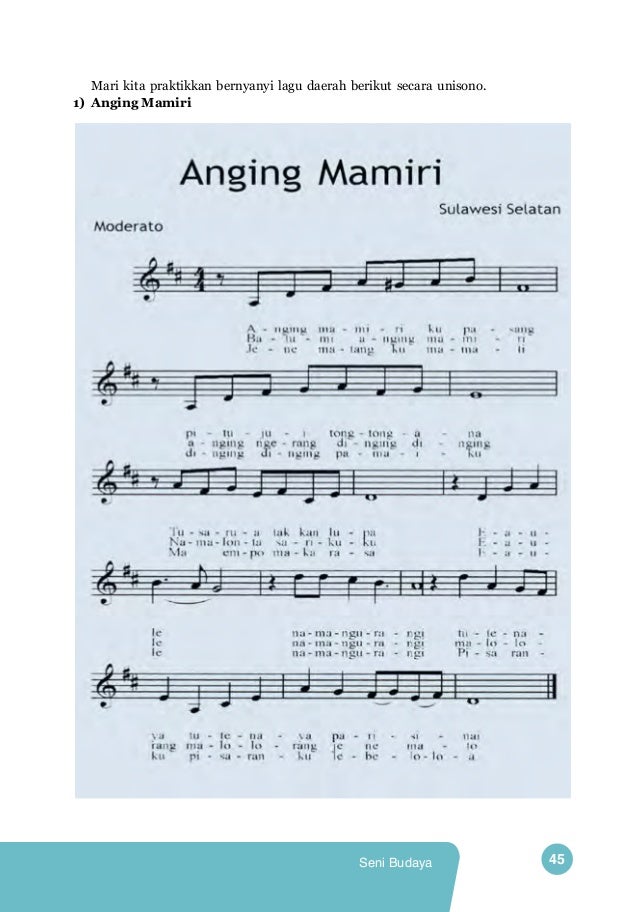 Not Angka Lagu Angin Mamiri Koleksi Not Angka