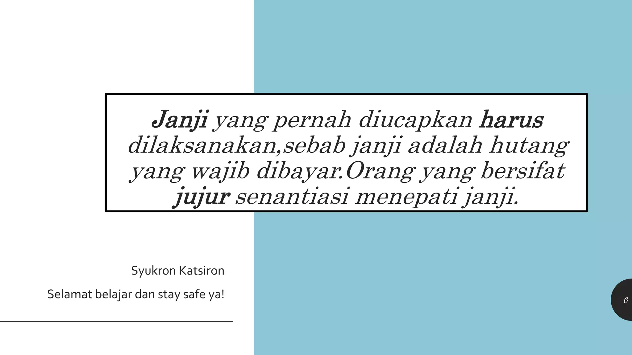 Kelas 9.Bab 2 Jujur dan Menepati janji | PPTX