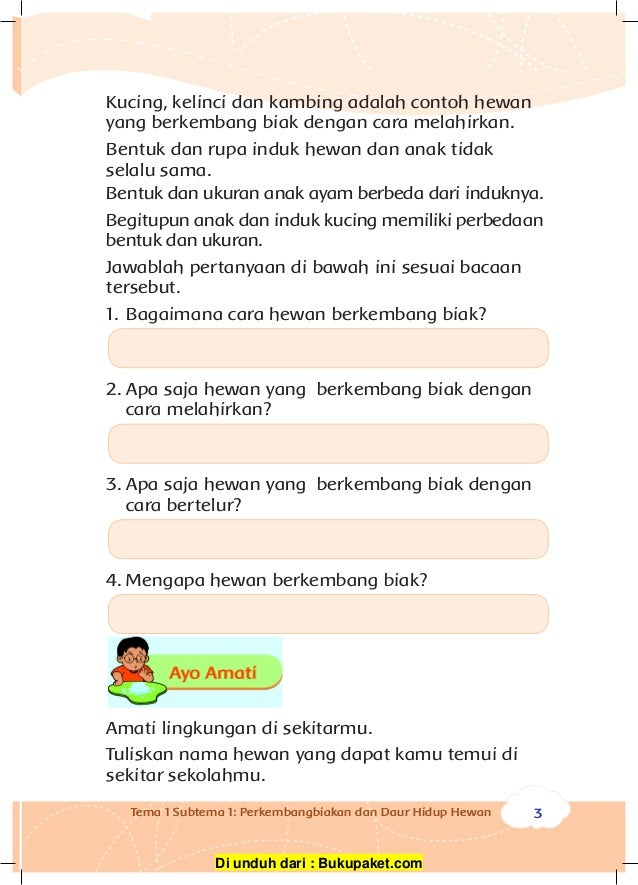 Kelas iii tema 1 perkembangbiakan hewan  dan  tumbuhan 