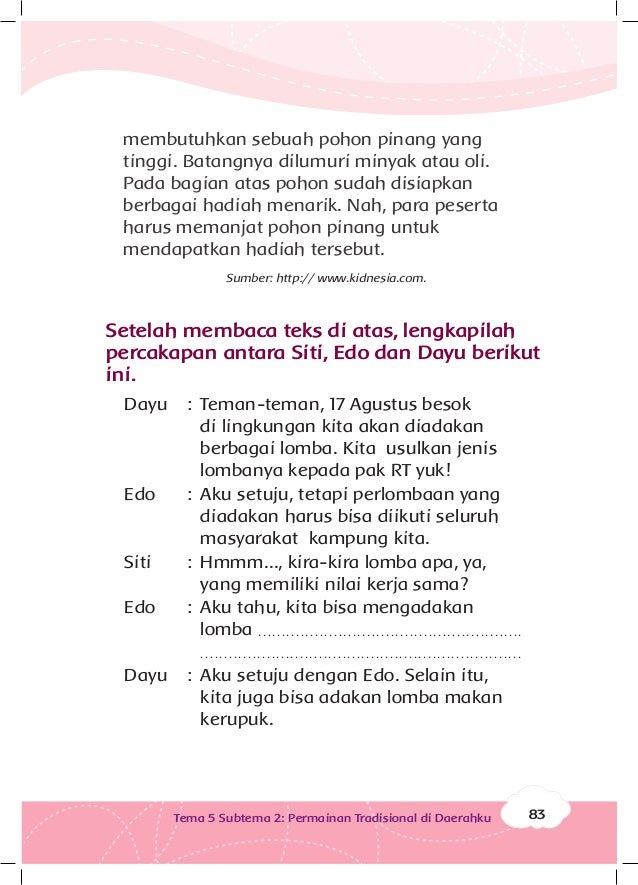 Permainan Tradisional Buku Siswa Kelas 3 tema 5 Permainan Tradisional Buku Siswa Kelas 3 tema 5