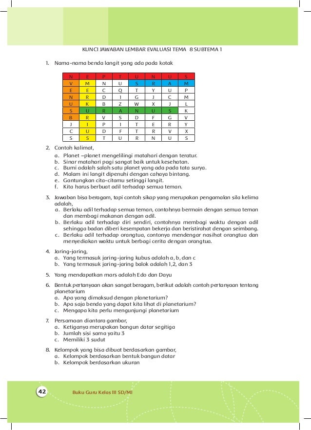 Bumi dan Alam  Semesta  Buku Guru Kelas  3 tema  8