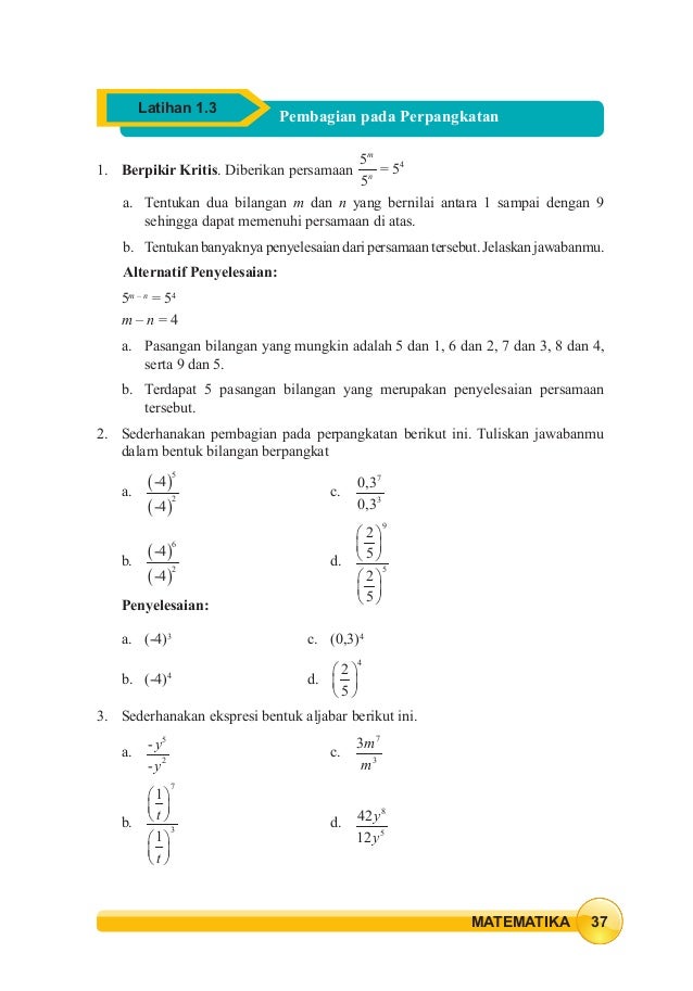 Kunci jawaban uji kompetensi bab 1 matematika kelas 9