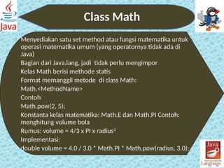 Pemakaian Kelas Matematika pada pemrograman Java | PPT