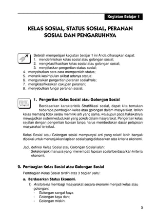 Kelas Sosial Status Sosial Peranan Sosial Dan Pengaruhnya