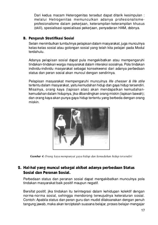 Kelas sosial, status sosial, peranan sosial dan pengaruhnya
