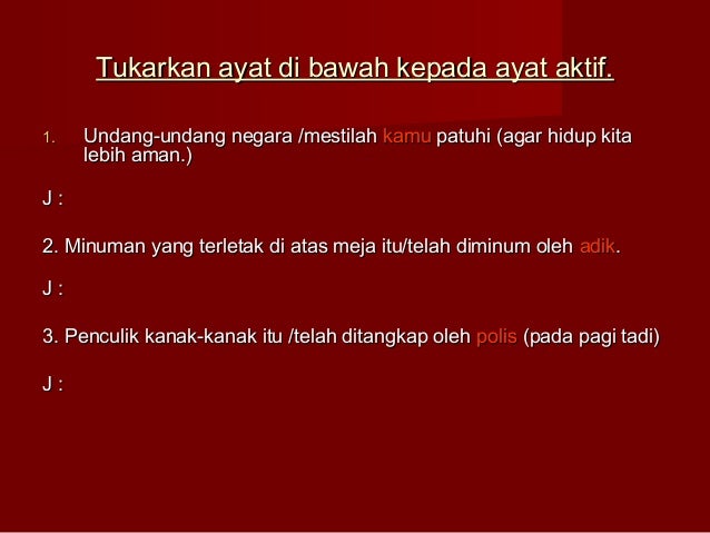 Ayat Songsang Aktif dan Pasif