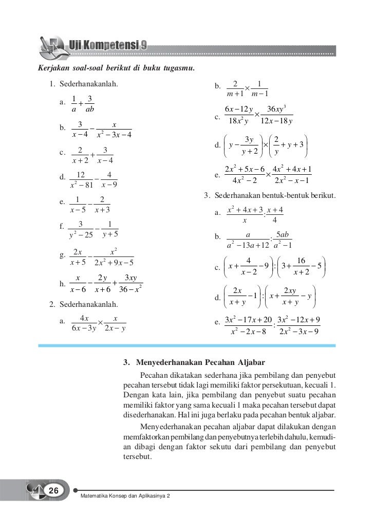 Contoh Soal Menyederhanakan Bentuk Aljabar Kelas 7