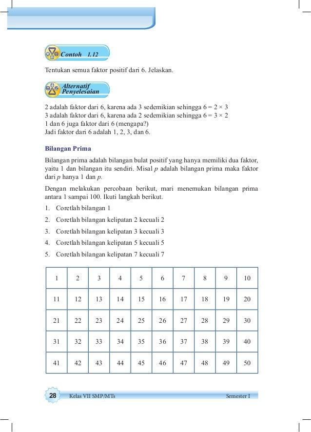 Kelas Vii Matematika Bs Sem 1