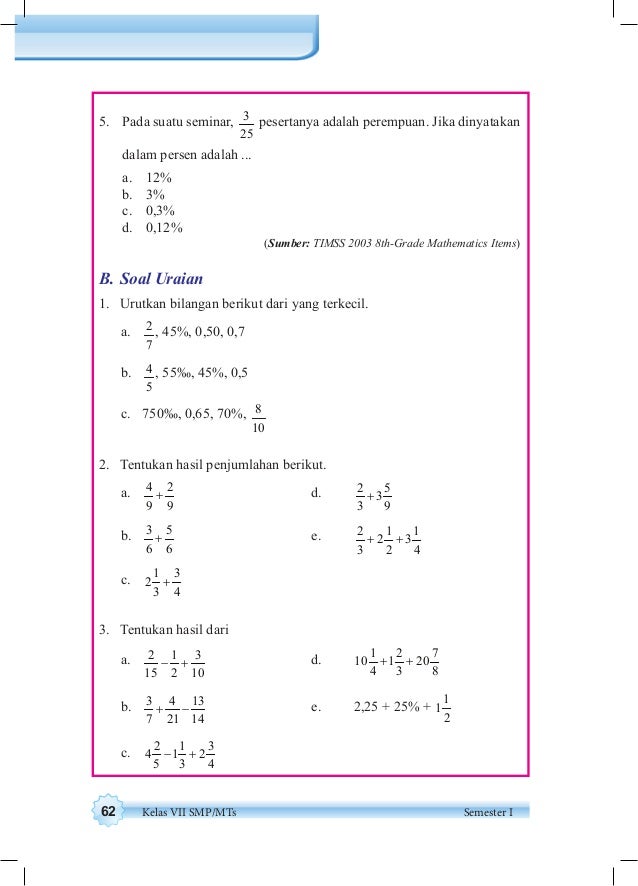 B Soal Uraian Matematika Kelas 7 Halaman 75 Kunci Masa Depan